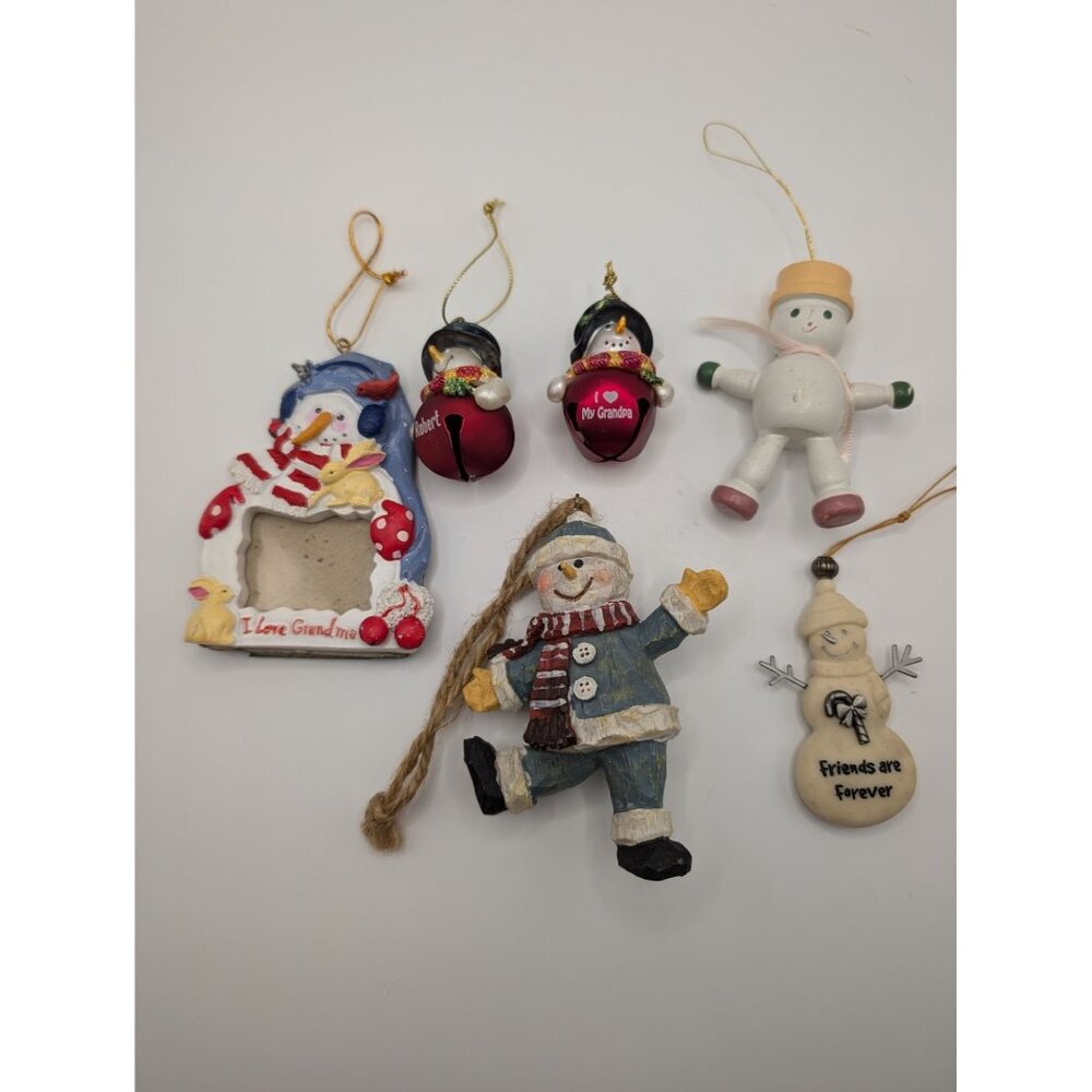 Snowman Christmas Orament lot 6 Ganz I love Grandpa Grandma Frame Friends 2-6 in